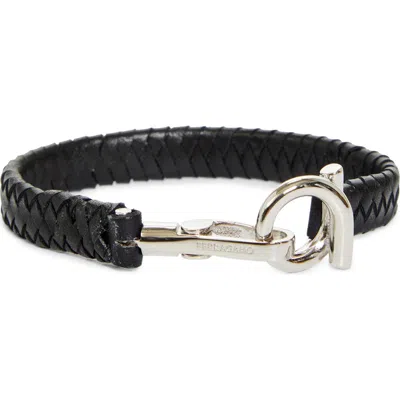 Ferragamo Gancini Hook Braided Leather Bracelet
