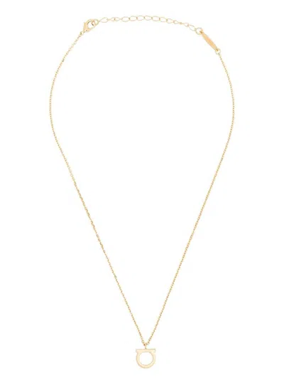Ferragamo Gancini Hook Charm Necklace With Adjustable Claw Clasp In Gold