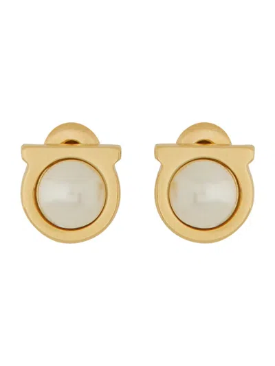 Ferragamo Gancini Hook Earrings In Gold