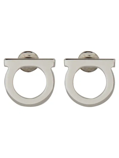 Ferragamo Gancini Hook Earrings In Silver