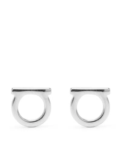 Ferragamo Gancini Hook Earrings With Silver-tone Brass Plate For Women