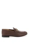 FERRAGAMO MEN'S BROWN GANCINI HOOK LEATHER LOAFERS WITH LIGHTLY PADDED INSOLE
