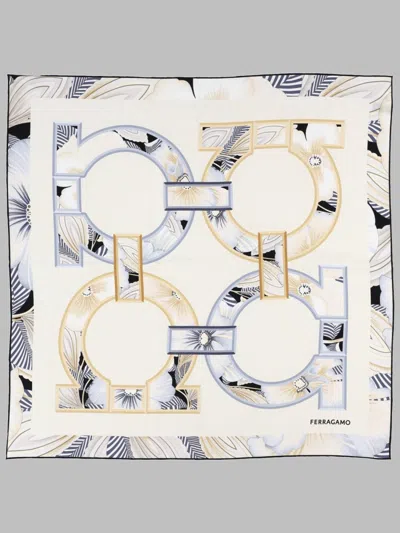 Ferragamo Gancini Hook Silk Square Scarf 70x70 Cm In Neutral