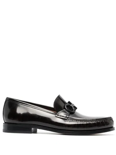 Ferragamo Gancini Horsebit Loafers In Black