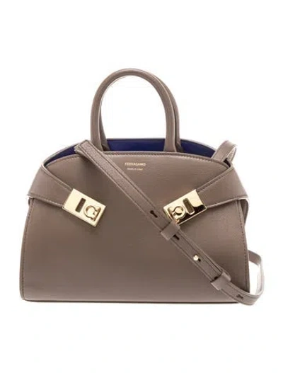 Pre-owned Ferragamo Gancini Hug Mini In Brown