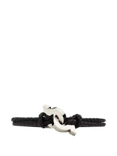 Ferragamo Gancini Intertwined Bracelet In Black