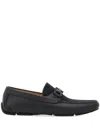 Ferragamo Gancini-jacquard Leather Loafers In Black