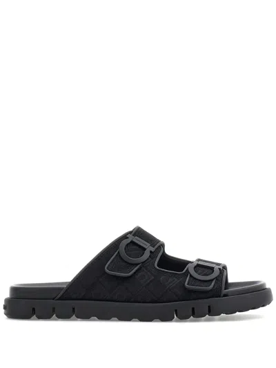 FERRAGAMO GANCINI-JACQUARD SANDALS
