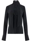 Ferragamo Gancini-jacquard Silk Blouse In Black