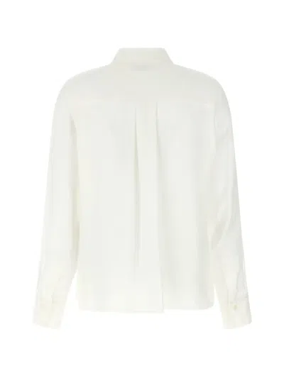 Ferragamo Gancini Jacquard Silk Shirt In White