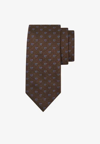 Ferragamo Gancini Jacquard Silk Tie