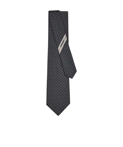Ferragamo Gancini Jacquard Silk Tie In Black