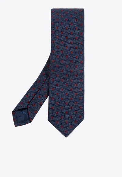 FERRAGAMO GANCINI JACQUARD SILK TIE