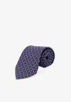 Ferragamo Gancini Jacquard Silk Tie In Blue