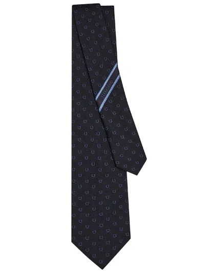 Ferragamo Gancini Jacquard Silk Tie In Multi