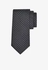 Ferragamo Biella Gancini Jacquard Silk Tie Pointed Tip In Black