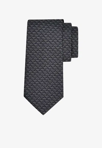 FERRAGAMO GANCINI JACQUARD SILK TIE