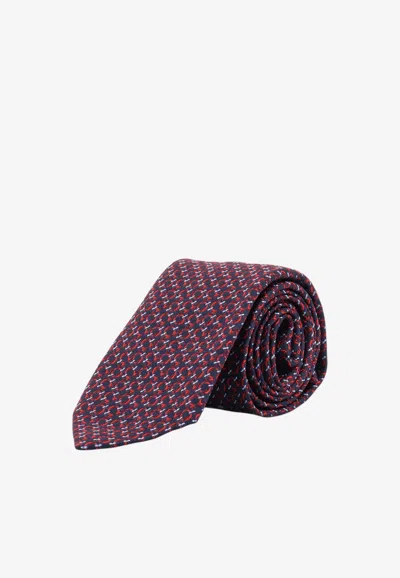 Ferragamo Gancini Jacquard Silk Tie In Multicolor