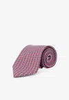 Ferragamo Gancini Jacquard Silk Tie In Red
