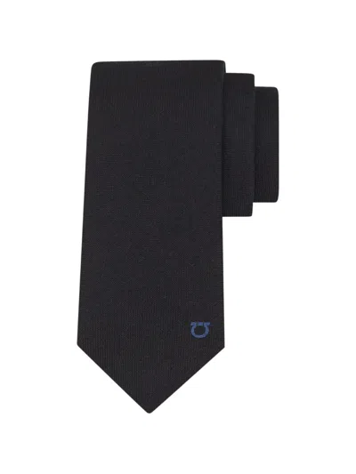 Ferragamo Gancini Jacquard Tie In Black