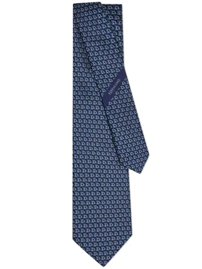 Ferragamo Gancini Jacquard Tie In Multicolor