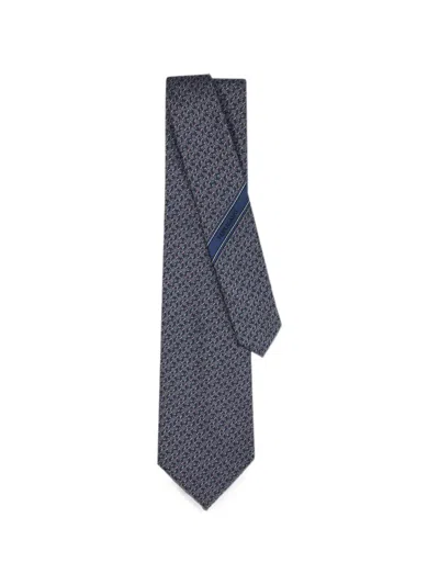 Ferragamo Gancini Jacquard Tie In Blue