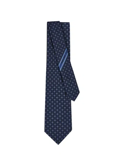 Ferragamo Gancini Jacquard Tie In Blue