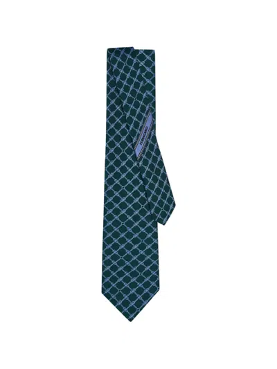 Ferragamo Gancini Jacquard Tie In Blue
