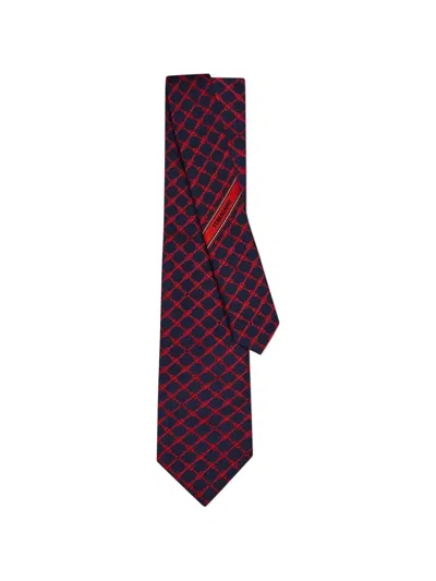 Ferragamo Gancini Jacquard Tie In Brown