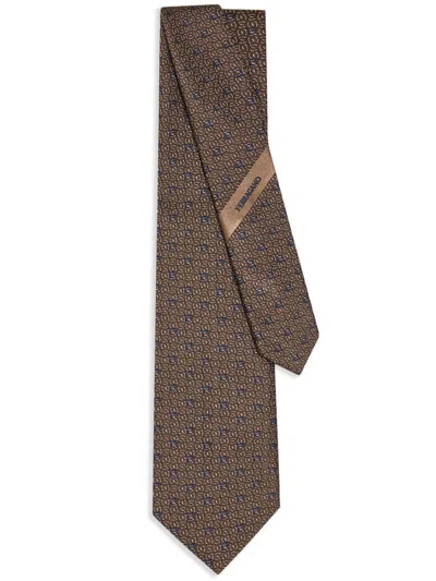 Ferragamo Gancini Jacquard Tie In Grey