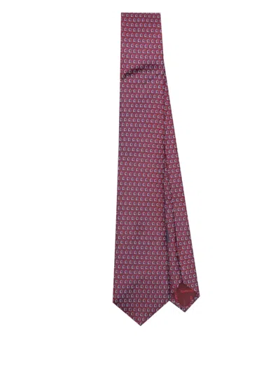 Ferragamo Gancini-jacquard Tie In Red