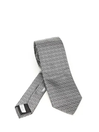 Ferragamo Gancini Jacquard Tie Ties And Bow Ties Grey In Gray