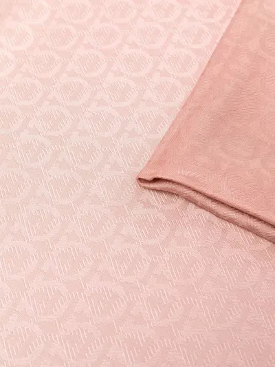 Ferragamo Gancini-jacquard Wool-silk Scarf In Pink