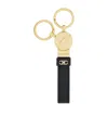 Ferragamo Logo-embossed Leather Keychain In Black