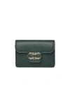 Ferragamo Gancini-buckle Leather Wallet In Green