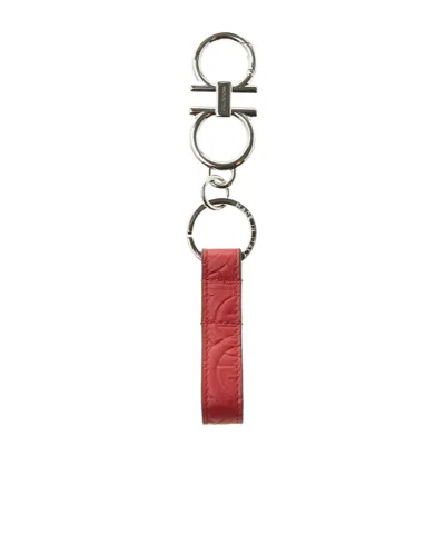 Ferragamo Gancini Key Ring In Red
