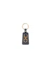 Ferragamo Gancini Keychain In Hammered Leather In Black