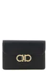 Ferragamo Gancini Grained Leather Compact Wallet In Black