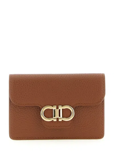 Ferragamo 'gancini' Keyring In Brown