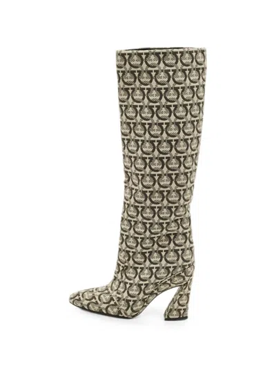 Pre-owned Ferragamo Gancini Knee-length Boots In Neutral