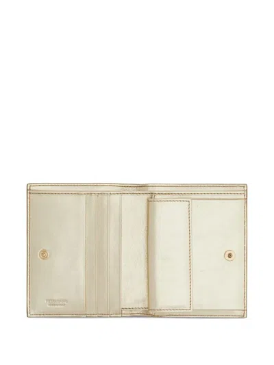 Ferragamo Gancini Laminated Leather Compact Wallet In Blue