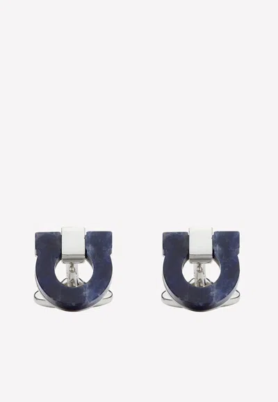 Ferragamo Gancini Lapis Lazuli Cufflinks In Blue