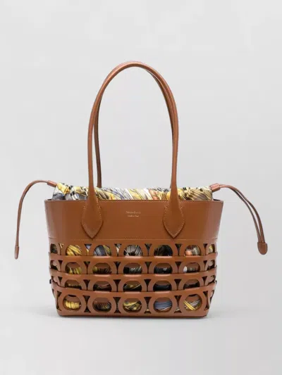 Ferragamo Gancini Laser Cut Tote Shoulder Bag In Multi