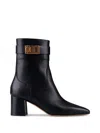 Ferragamo Gancini Leather Ankle Boots In Black