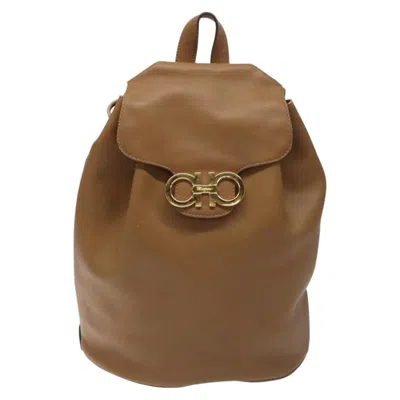 Pre-owned Ferragamo Gancini Leather Backpack Bag () In Brown