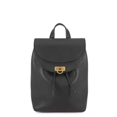Pre-owned Ferragamo Gancini Leather Backpack () In Black