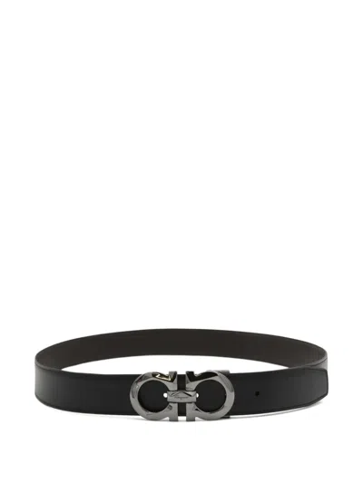 Ferragamo Gancini Leather Belt In Nero || T.moro