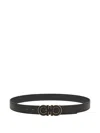 Ferragamo Reversible And Adjustable Double Gancini Belt In Black