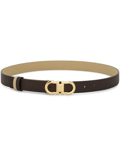 Ferragamo Reversible Gancini Belt In Brown