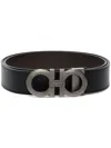 Ferragamo Gancini Leather Belt In Black